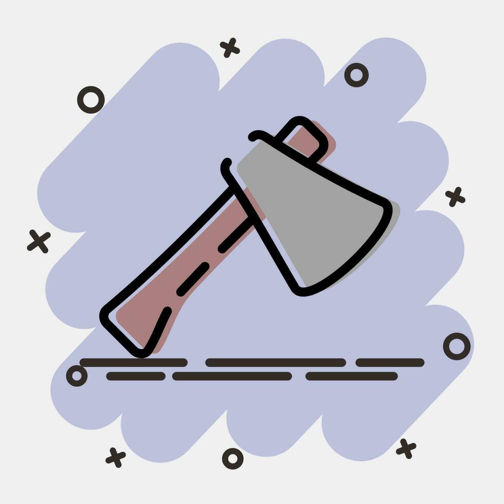 Icon axe. Camping and adventure elements. Icons in comic style. Good for prints, posters, logo, advertisement, infographics, etc. vector