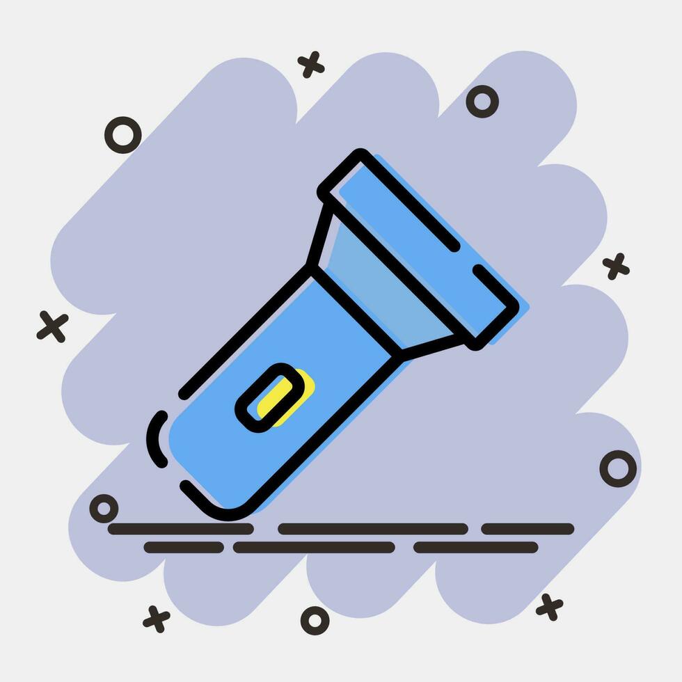 Icon pocket torch. Camping and adventure elements. Icons in comic style. Good for prints, posters, logo, advertisement, infographics, etc. vector