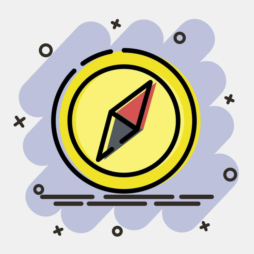 Icon compass. Camping and adventure elements. Icons in comic style. Good for prints, posters, logo, advertisement, infographics, etc. vector