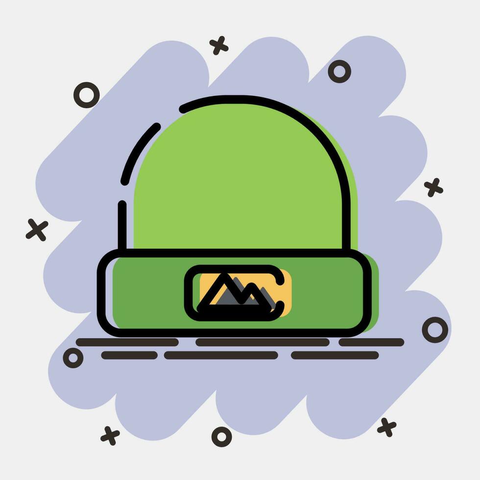 Icon cap. Camping and adventure elements. Icons in comic style. Good for prints, posters, logo, advertisement, infographics, etc. vector