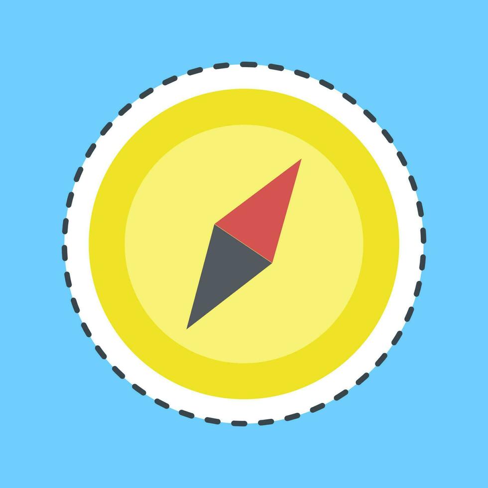 Sticker line cut compass. Camping and adventure elements. Good for prints, posters, logo, advertisement, infographics, etc. vector