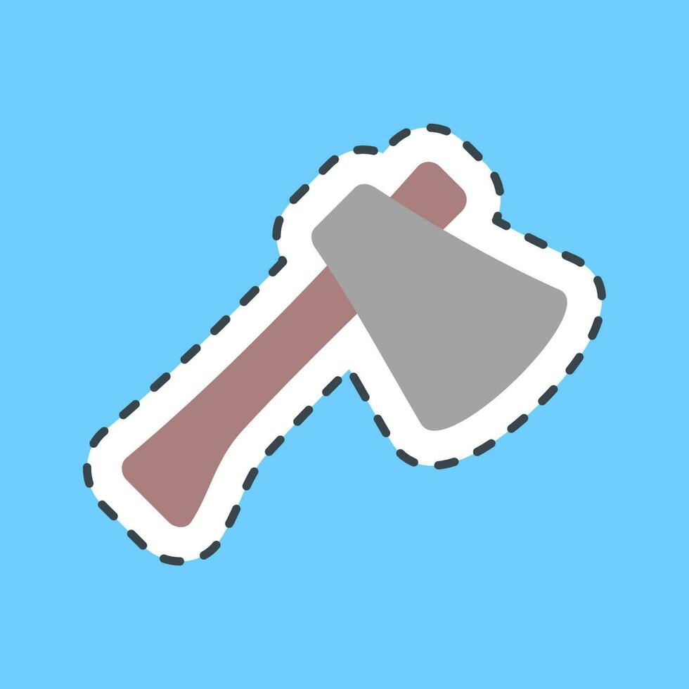 Sticker line cut axe. Camping and adventure elements. Good for prints, posters, logo, advertisement, infographics, etc. vector