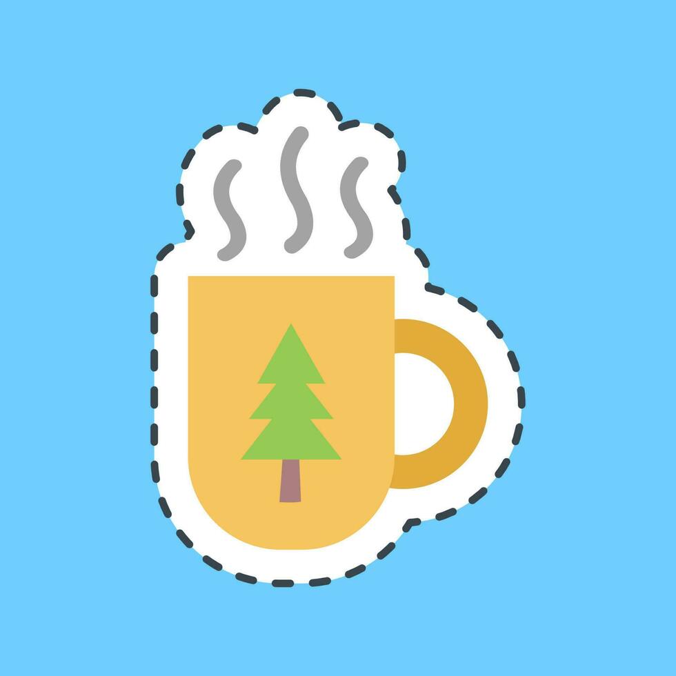Sticker line cut cup. Camping and adventure elements. Good for prints, posters, logo, advertisement, infographics, etc. vector