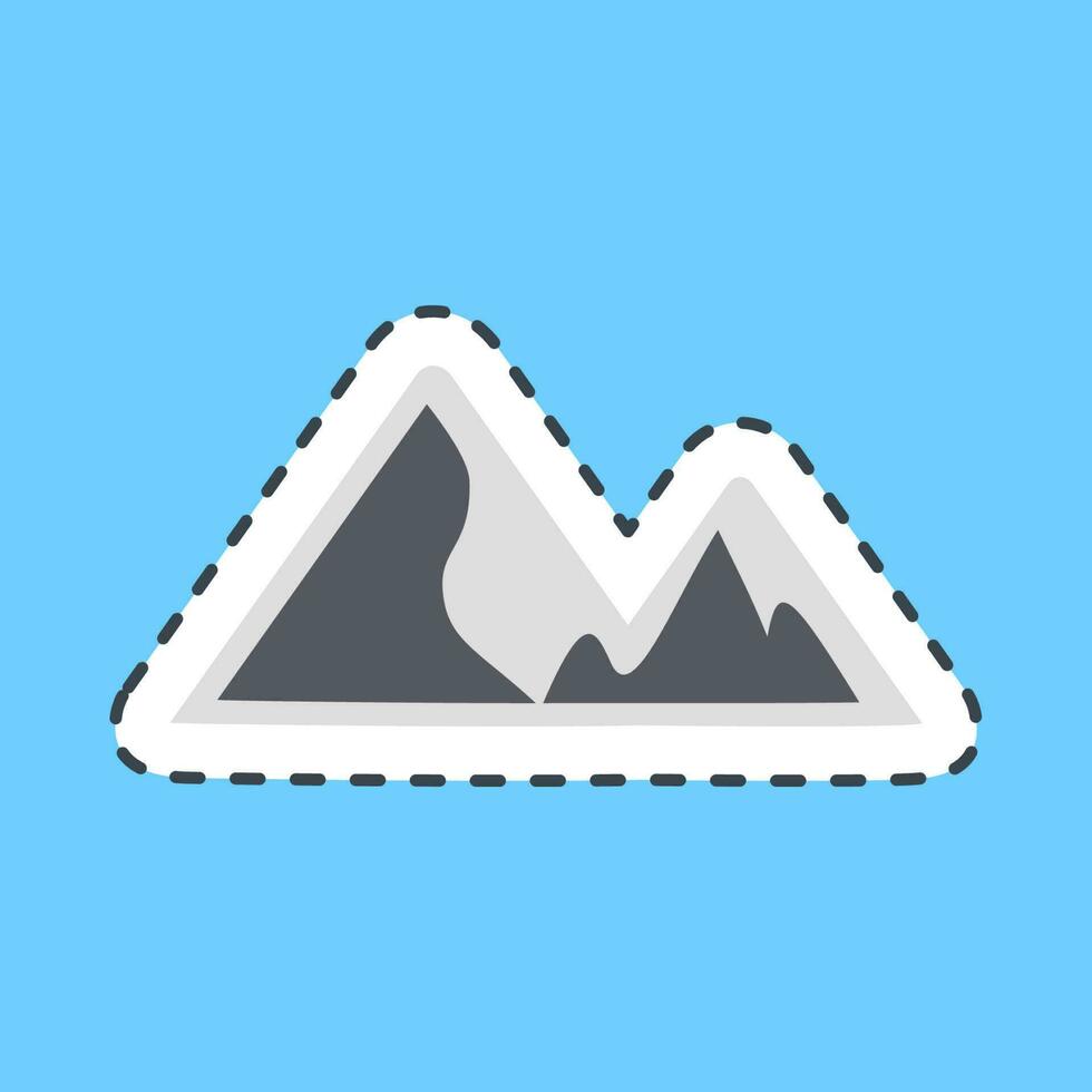 Sticker line cut mountains. Camping and adventure elements. Good for prints, posters, logo, advertisement, infographics, etc. vector