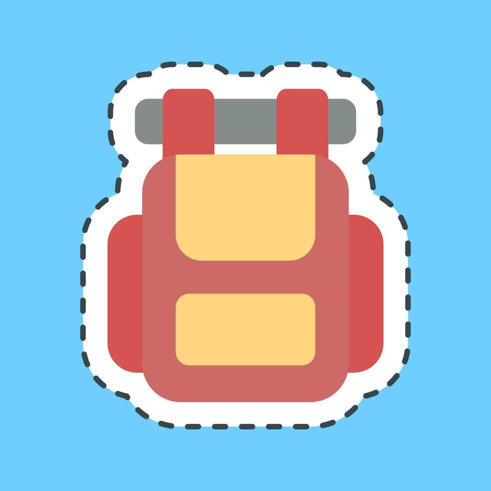 Sticker line cut backpack. Camping and adventure elements. Good for prints, posters, logo, advertisement, infographics, etc. vector