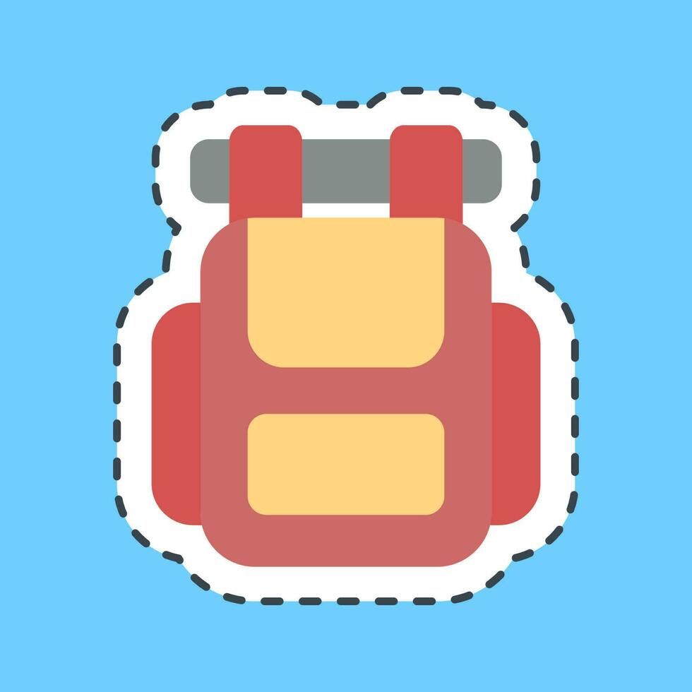 Sticker line cut backpack. Camping and adventure elements. Good for prints, posters, logo, advertisement, infographics, etc. vector