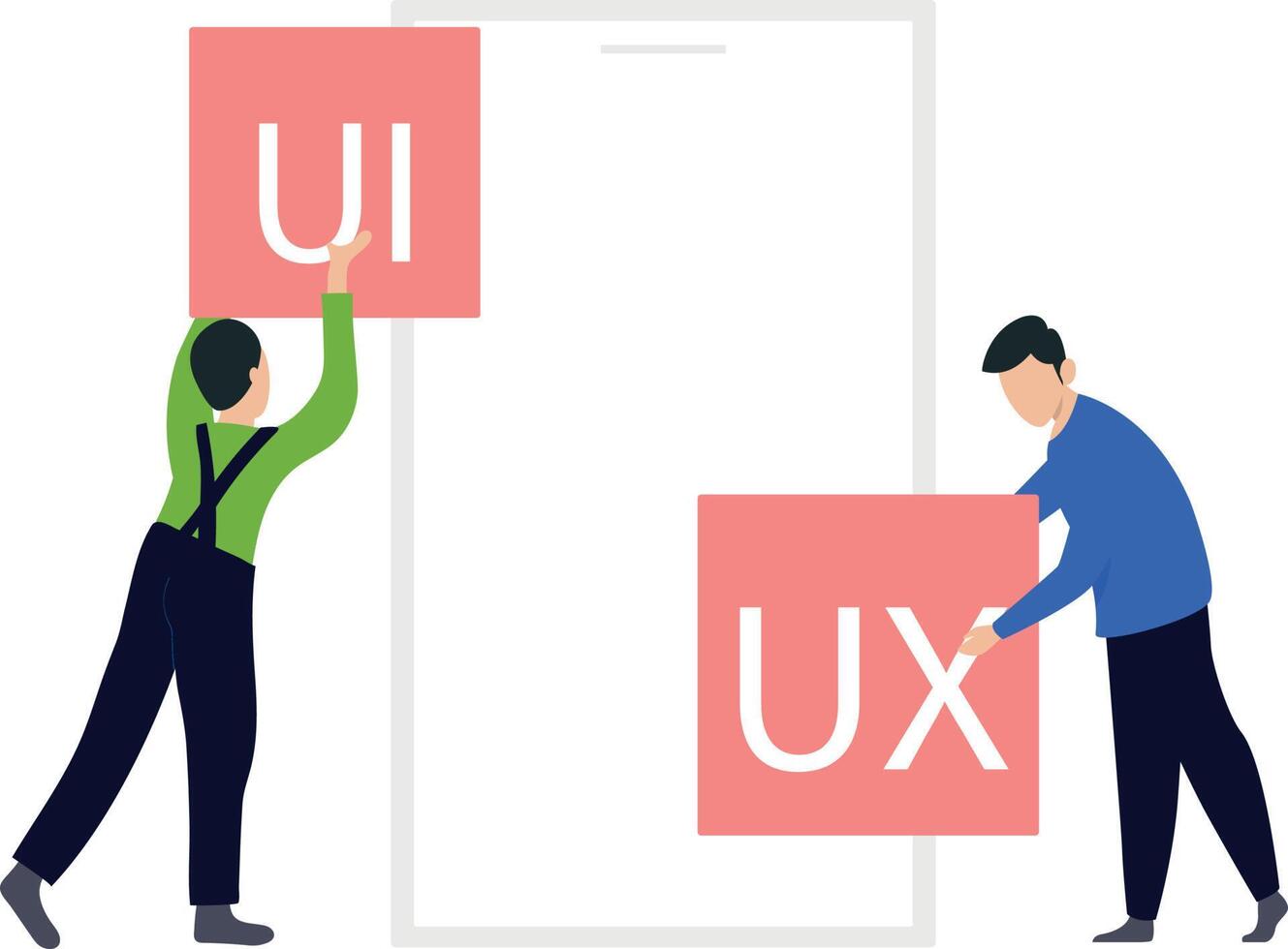 chicos trabajando en ux y ui vector