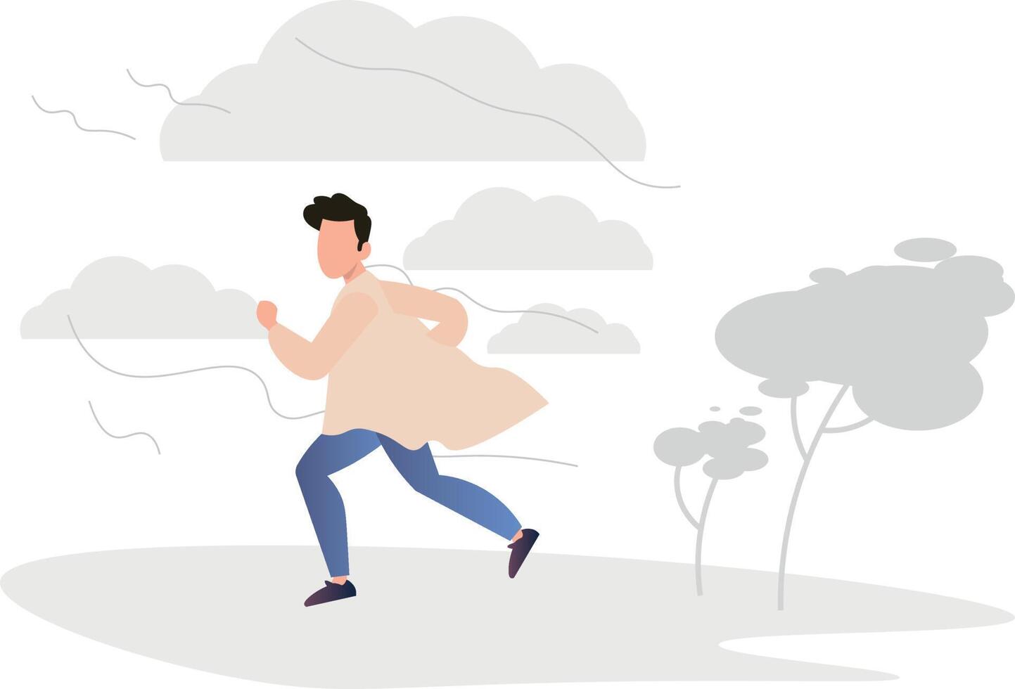 The boy is running in windy weather. 23738083 Vector Art at Vecteezy