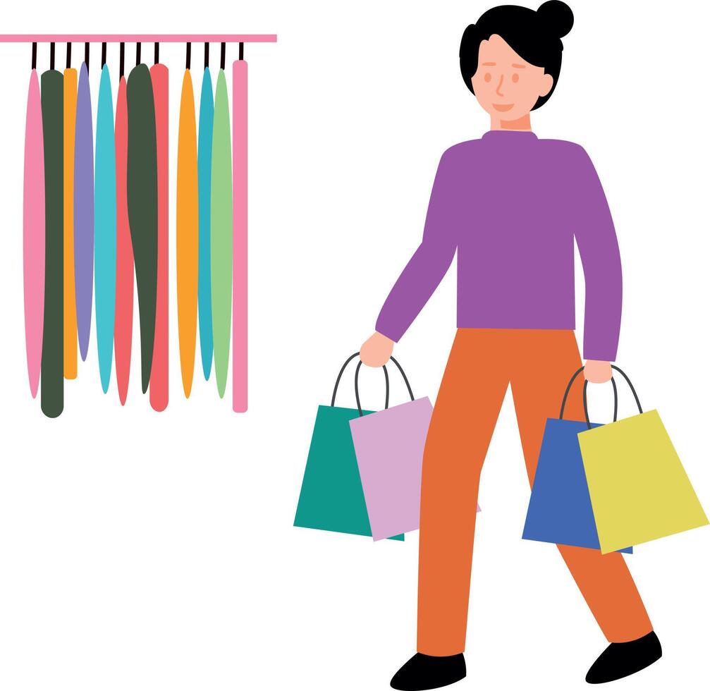 The girl is shopping. vector