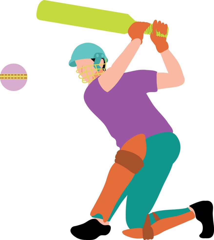 The boy is playing cricket. vector