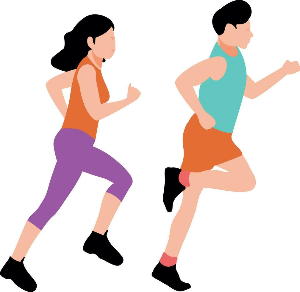 Boy and girl running for exercise. vector