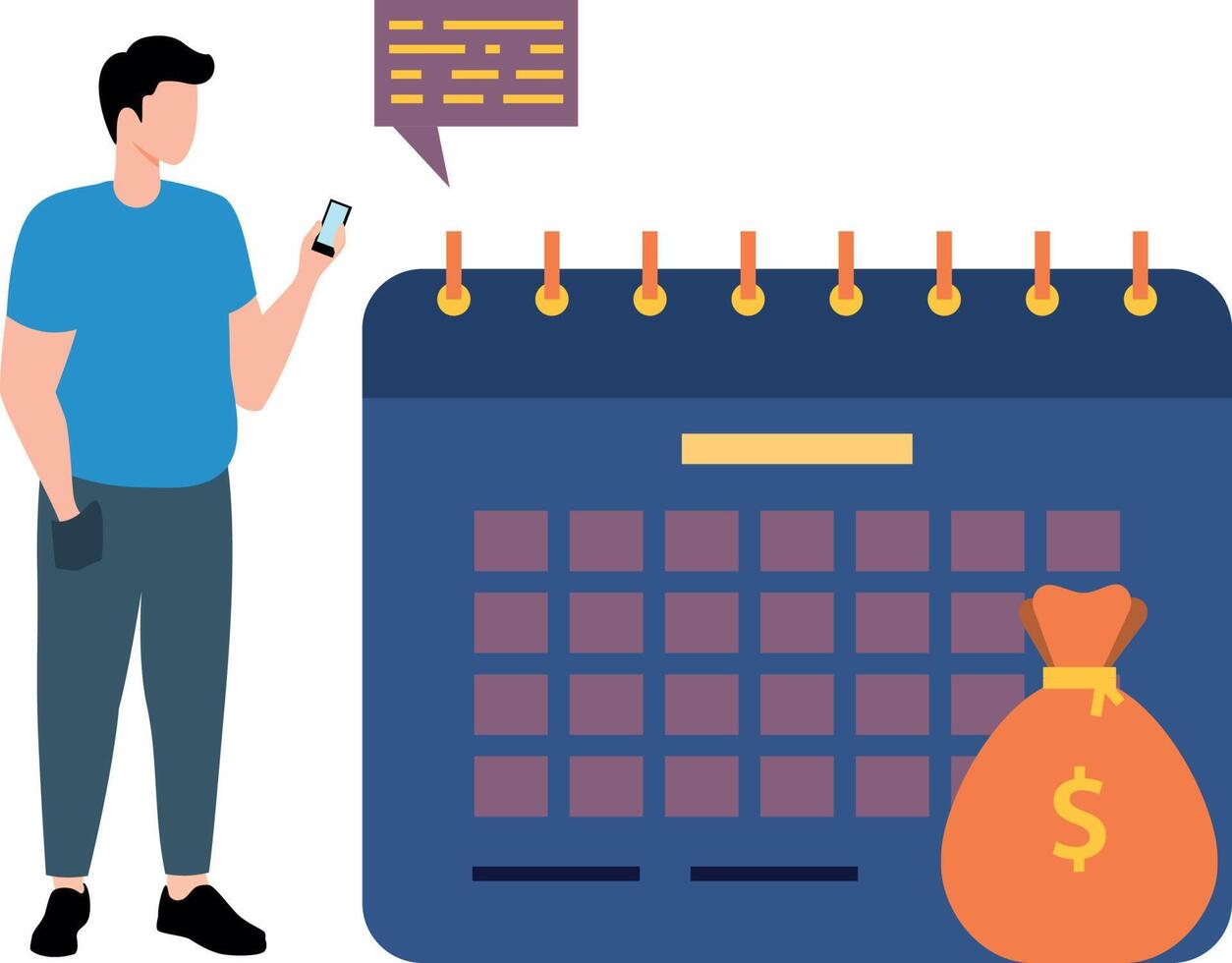 The boy is looking at the calendar. 23738222 Vector Art at Vecteezy