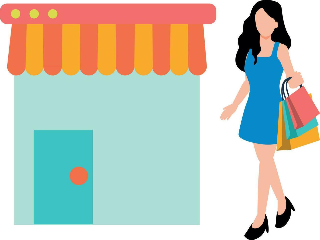 Girl walking with shopping bags. vector