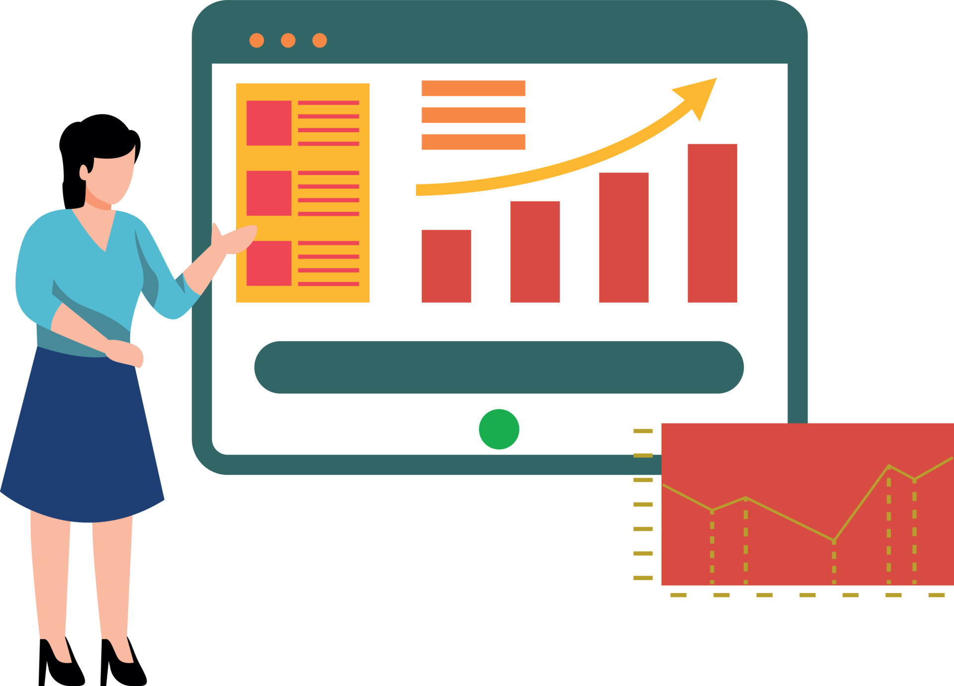 a-girl-is-looking-at-a-graph-online-23738407-vector-art-at-vecteezy