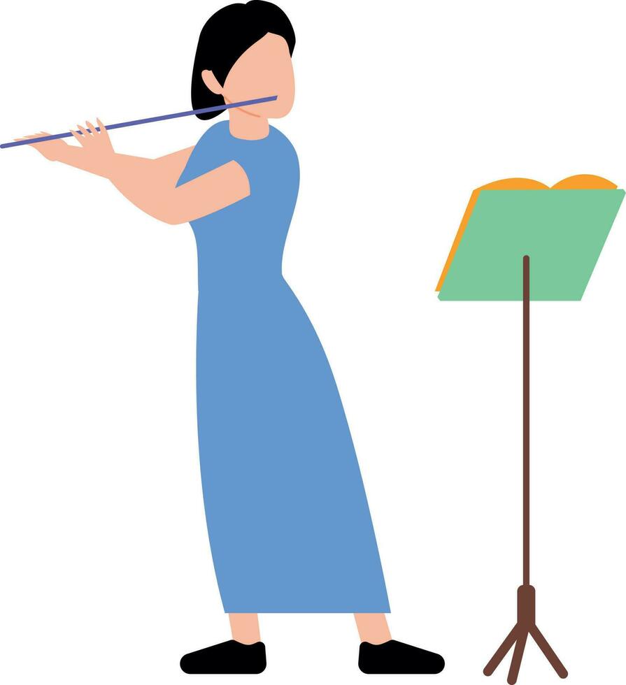 The girl is playing the flute. vector