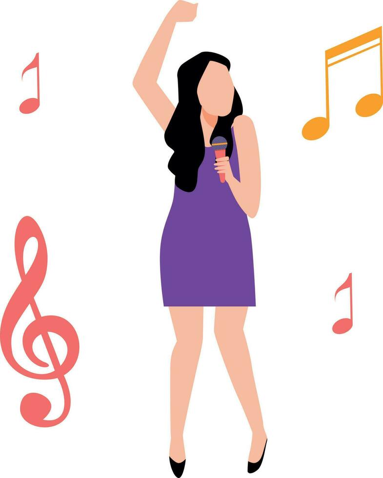 The girl is singing a song. vector