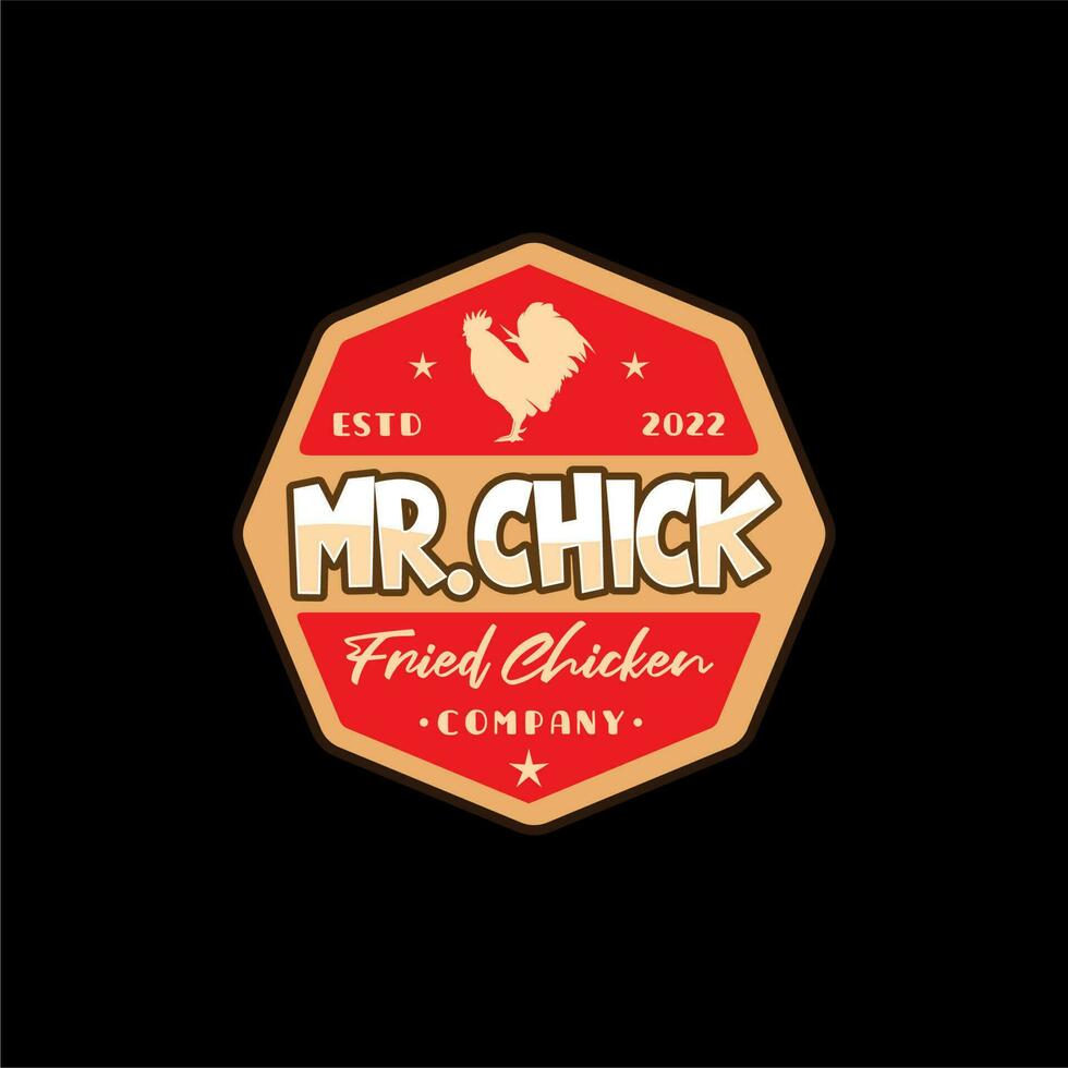 Vintage Chicken Restaurant Fried Chicken Label logo design vector