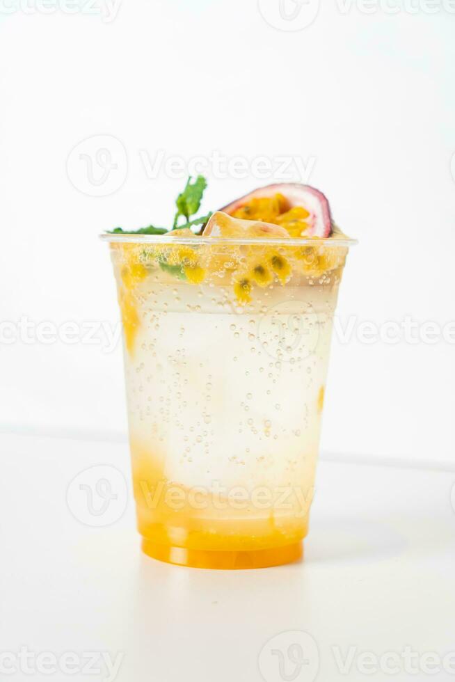 passion fruit mango mojito in glass photo