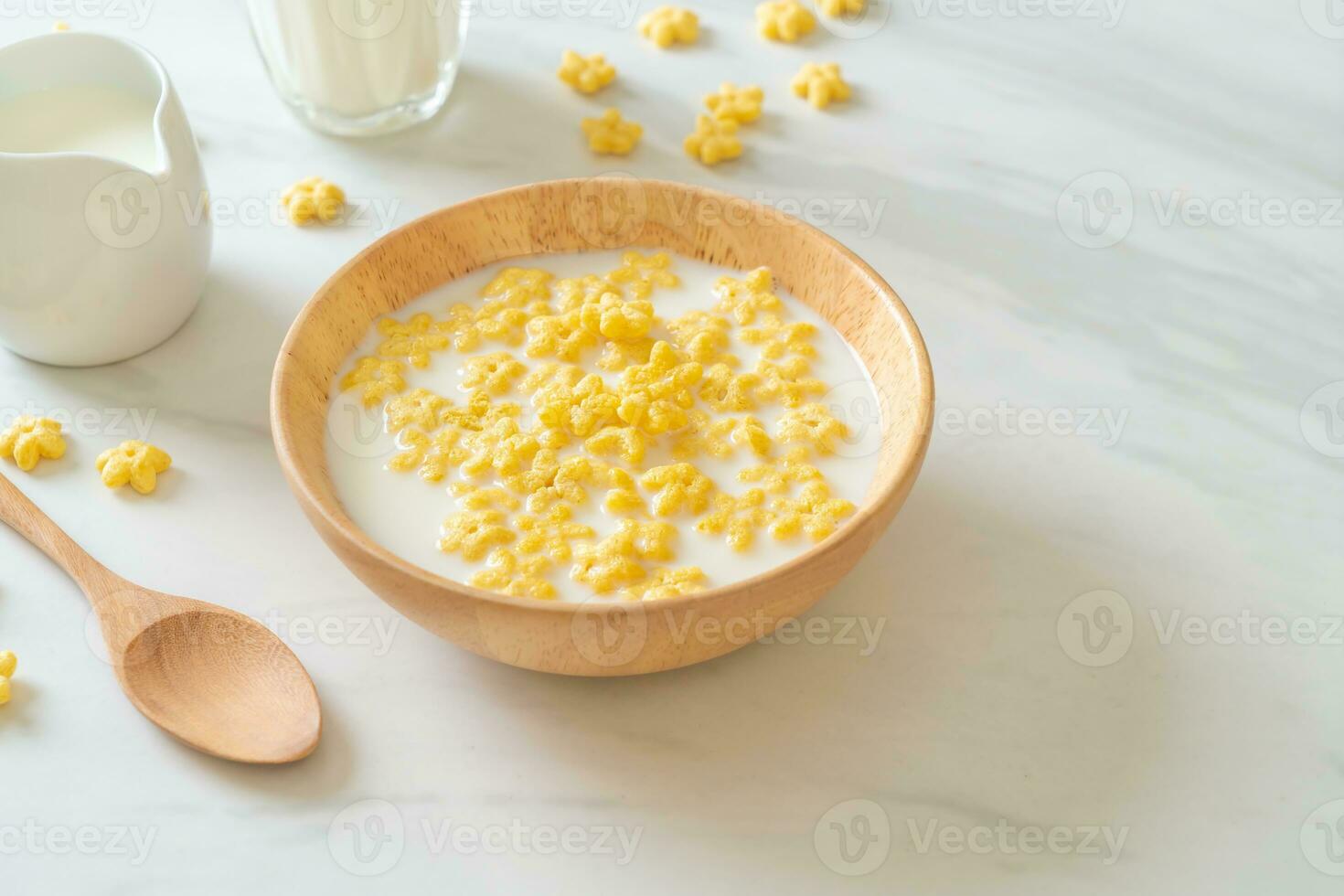 cereals with fresh milk photo
