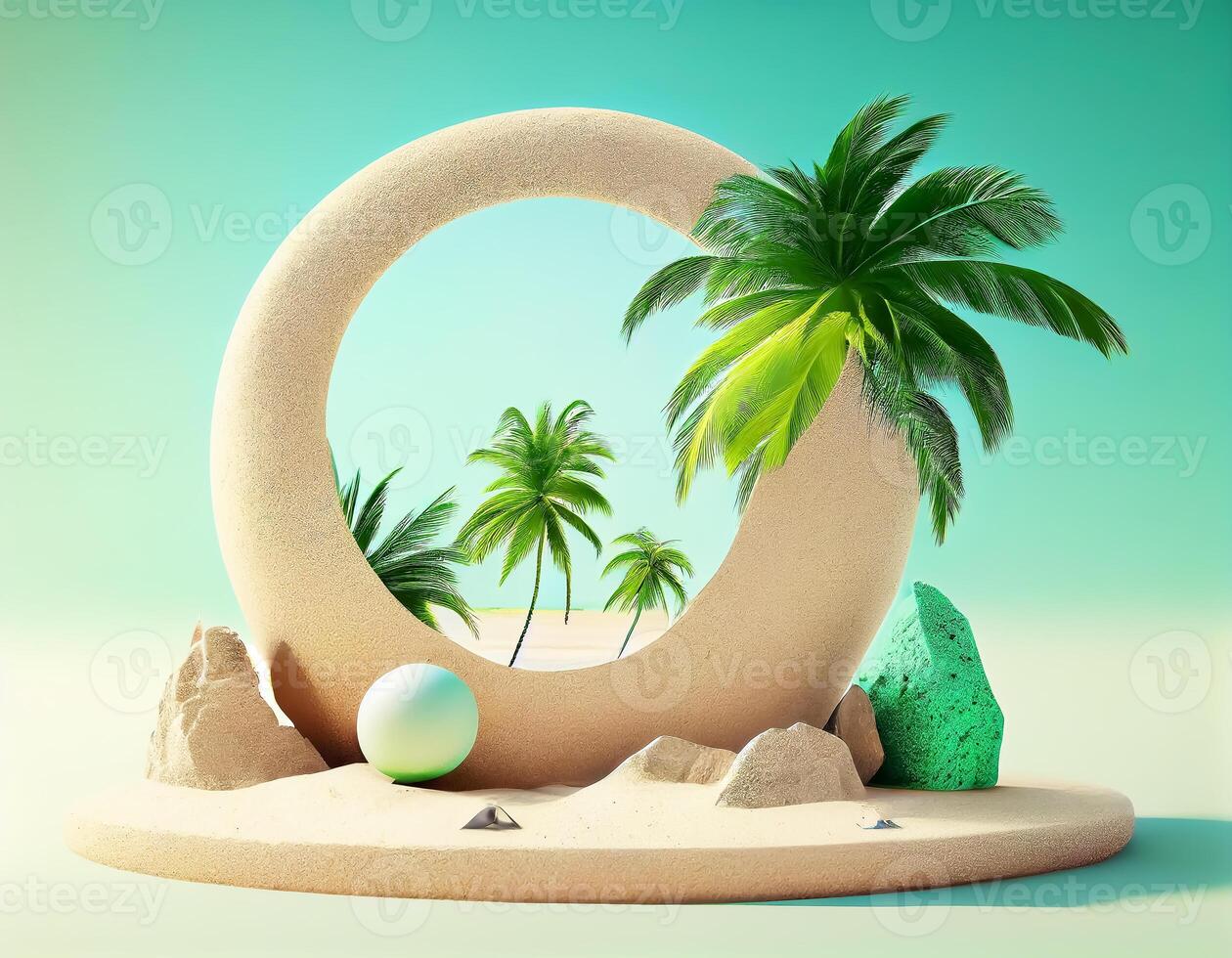 Abstract 3d podium for product presentation with geometric shapes, Empty round podium,Platforms for product presentation show new product background. photo