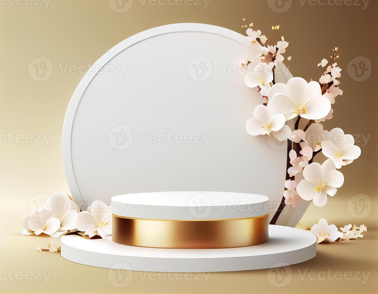 Abstract 3d podium for product presentation with geometric shapes, Empty round podium,Platforms for product presentation show new product background. photo