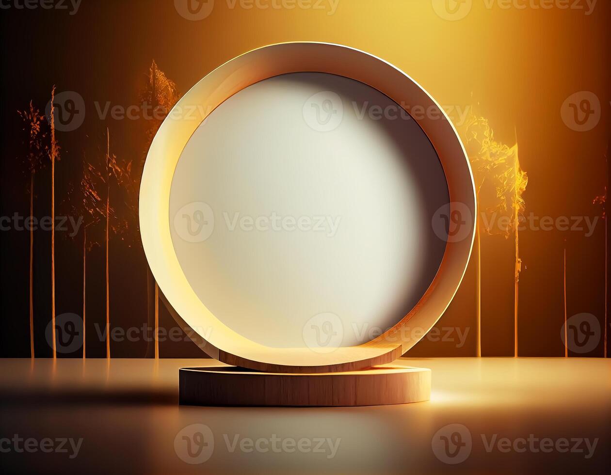 Abstract 3d podium for product presentation with geometric shapes, Empty round podium,Platforms for product presentation show new product background. photo