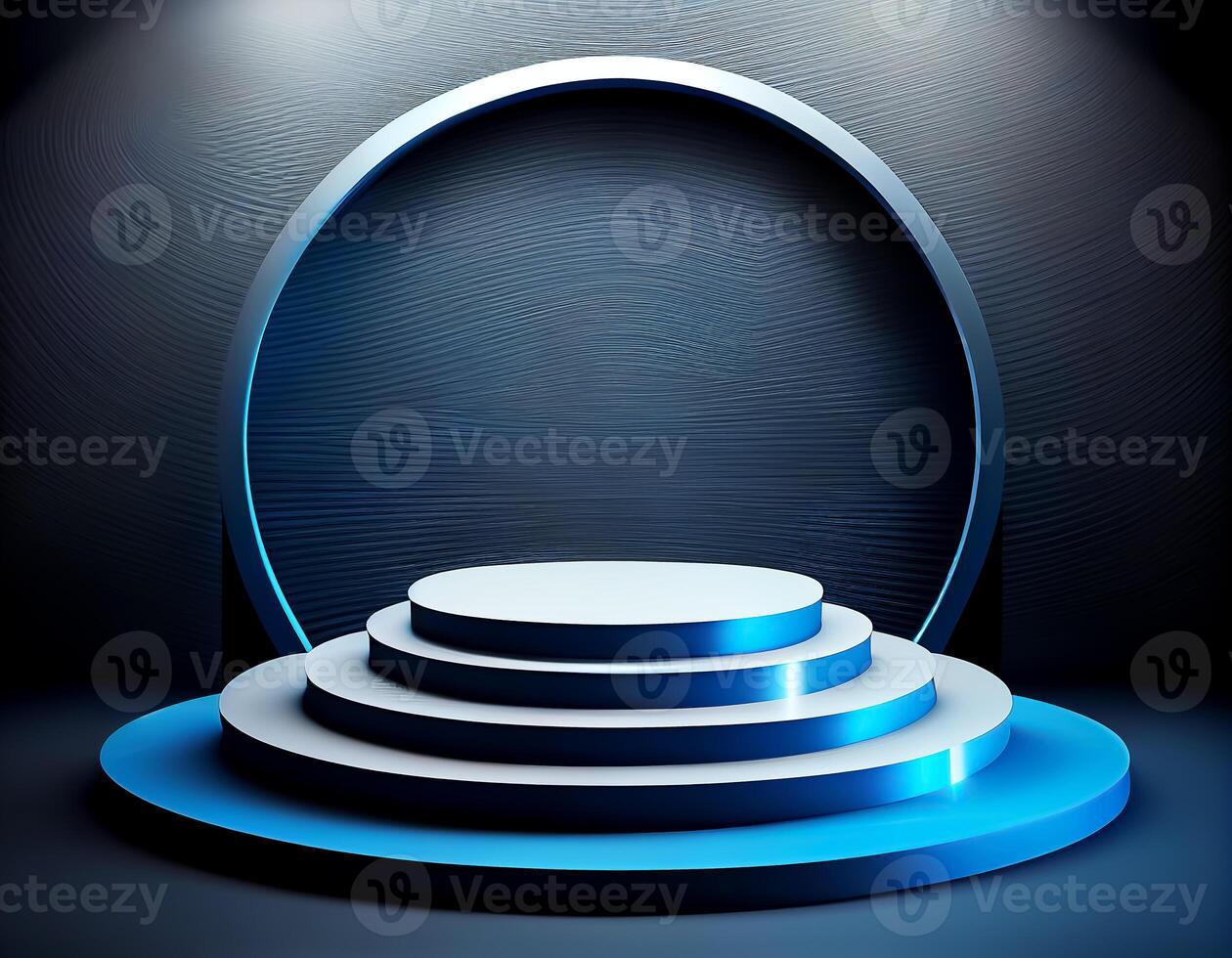 Abstract 3d podium for product presentation with geometric shapes, Empty round podium,Platforms for product presentation with shadows and light background. photo