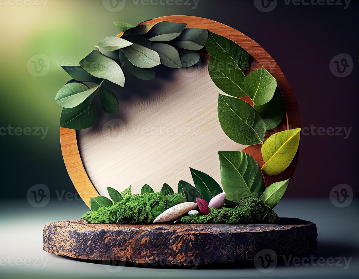 Abstract 3d podium for product presentation with geometric shapes, Empty round podium,Platforms for product presentation show new product background. photo