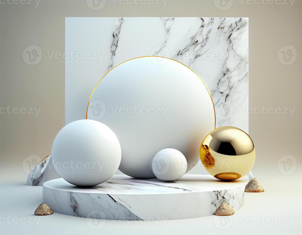 Abstract 3d podium for product presentation with geometric shapes, Empty round podium,Platforms for product presentation show new product background. photo