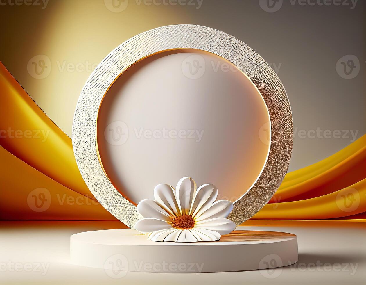 Abstract 3d podium for product presentation with geometric shapes, Empty round podium,Platforms for product presentation show new product background. photo