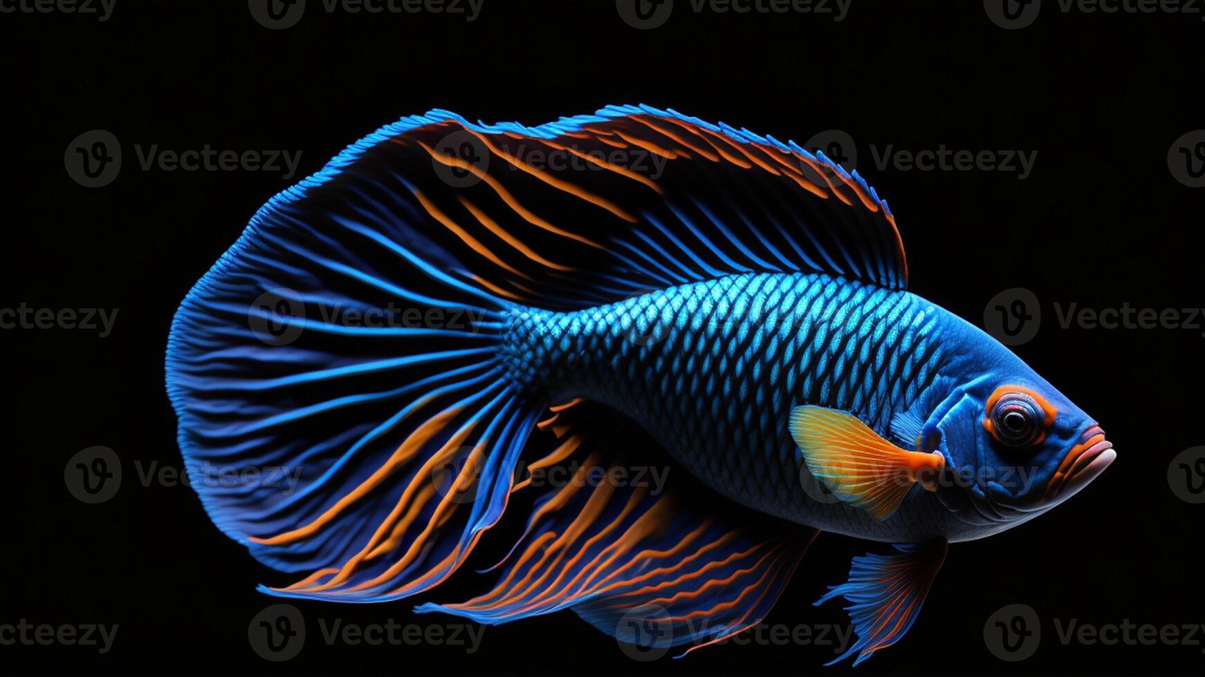 Blue orange Siamese fighting fish photo