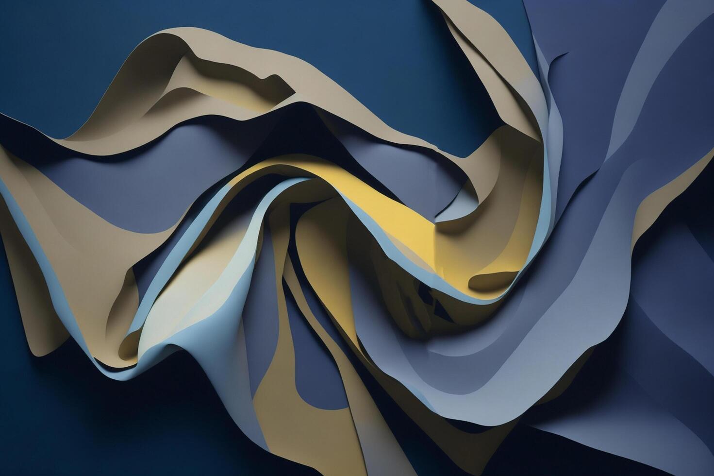 Abstract blue and gold color swirl fabric texture background photo