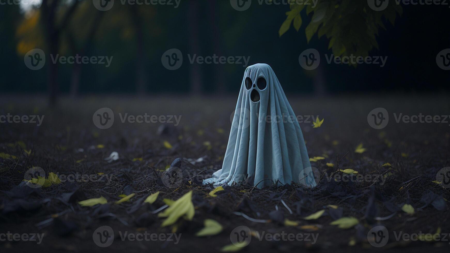 Scary ghost in the forest. Halloween concept photo