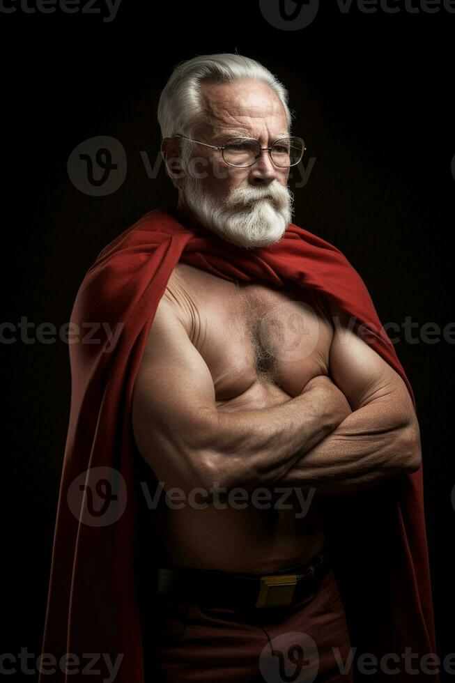 un muscular antiguo hombre vistiendo robot súper héroe ropa posando gallardamente foto