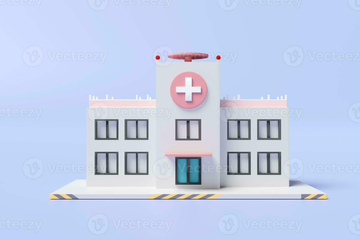 3d hospital building icon isolated on blue background. 3d render illustration, clipping path photo