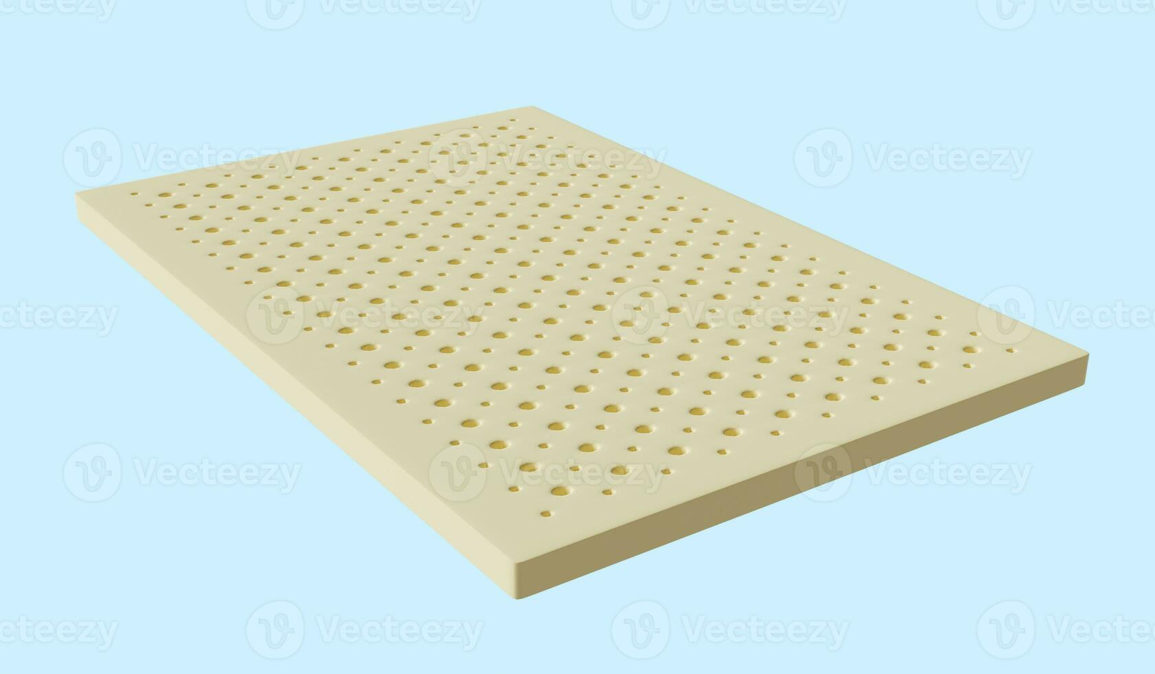 3d natural latex material sheet for bed isolated on blue background. 3d render illustration, clipping path photo
