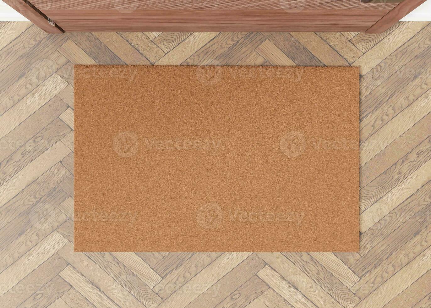Blank brown door mat on the floor at home. mat with copy space