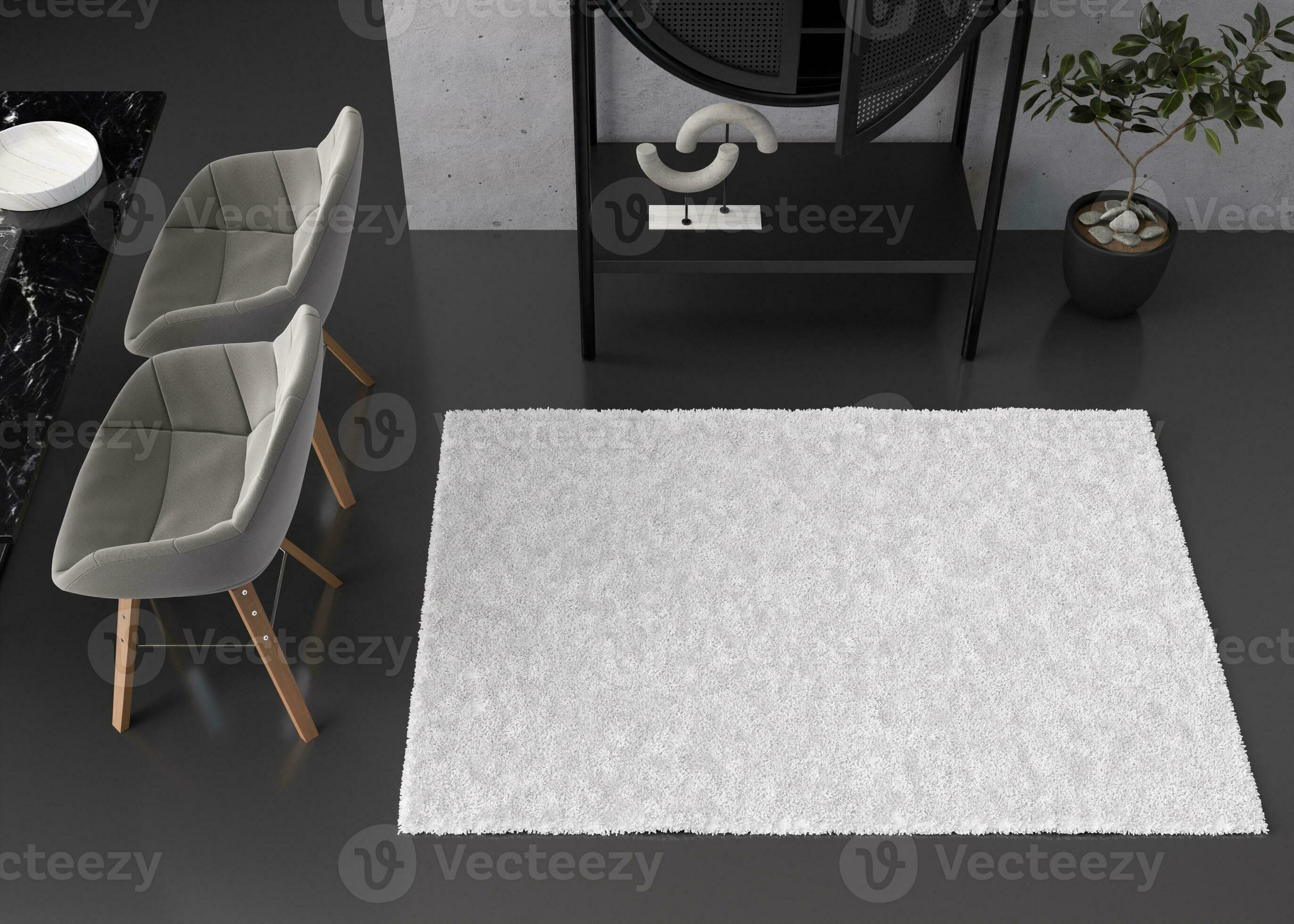 Mock up for carpet. Interior in contemporary style. Top view. Space for