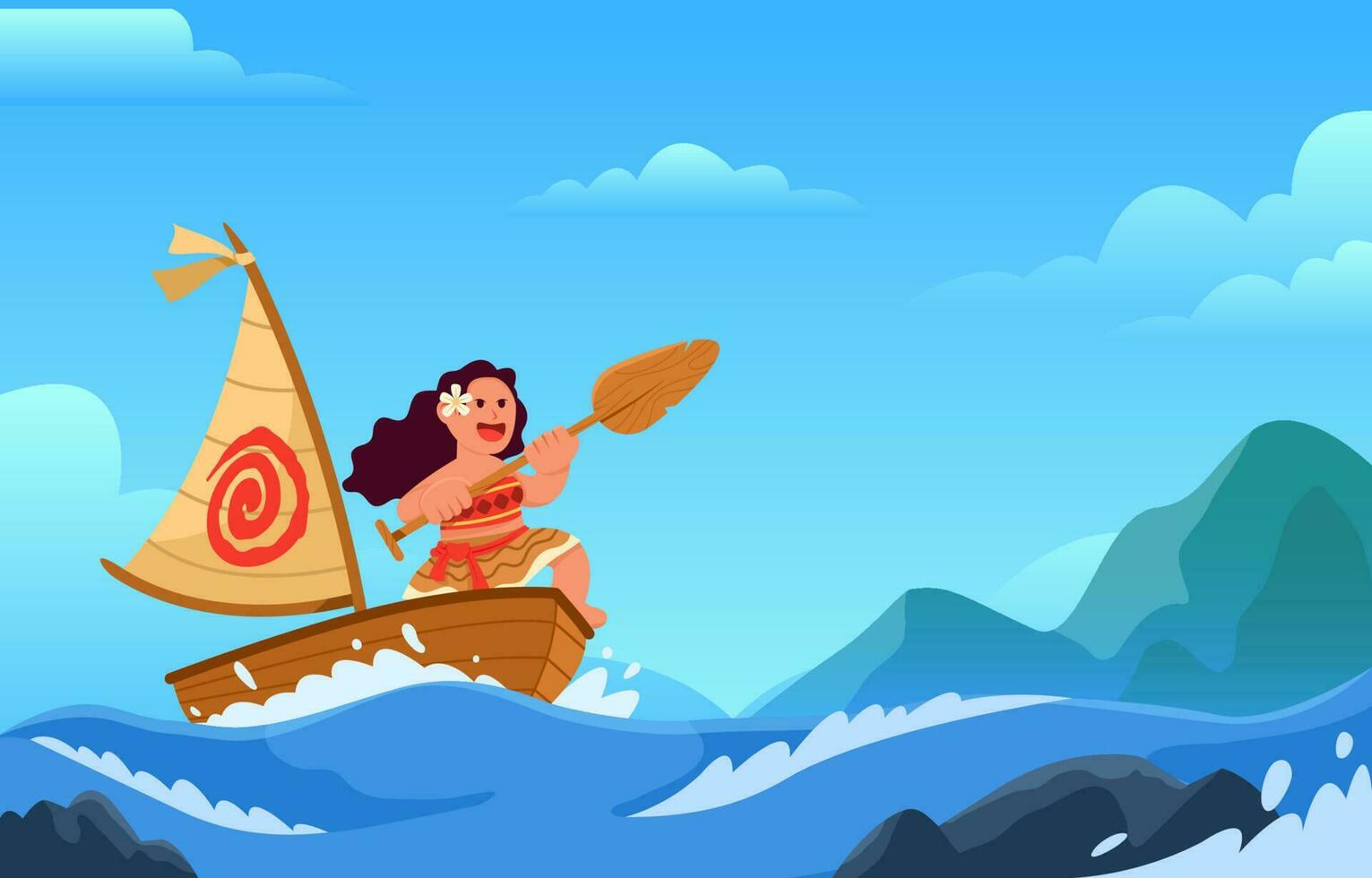 Beach Girl Sailing In The Sea vector