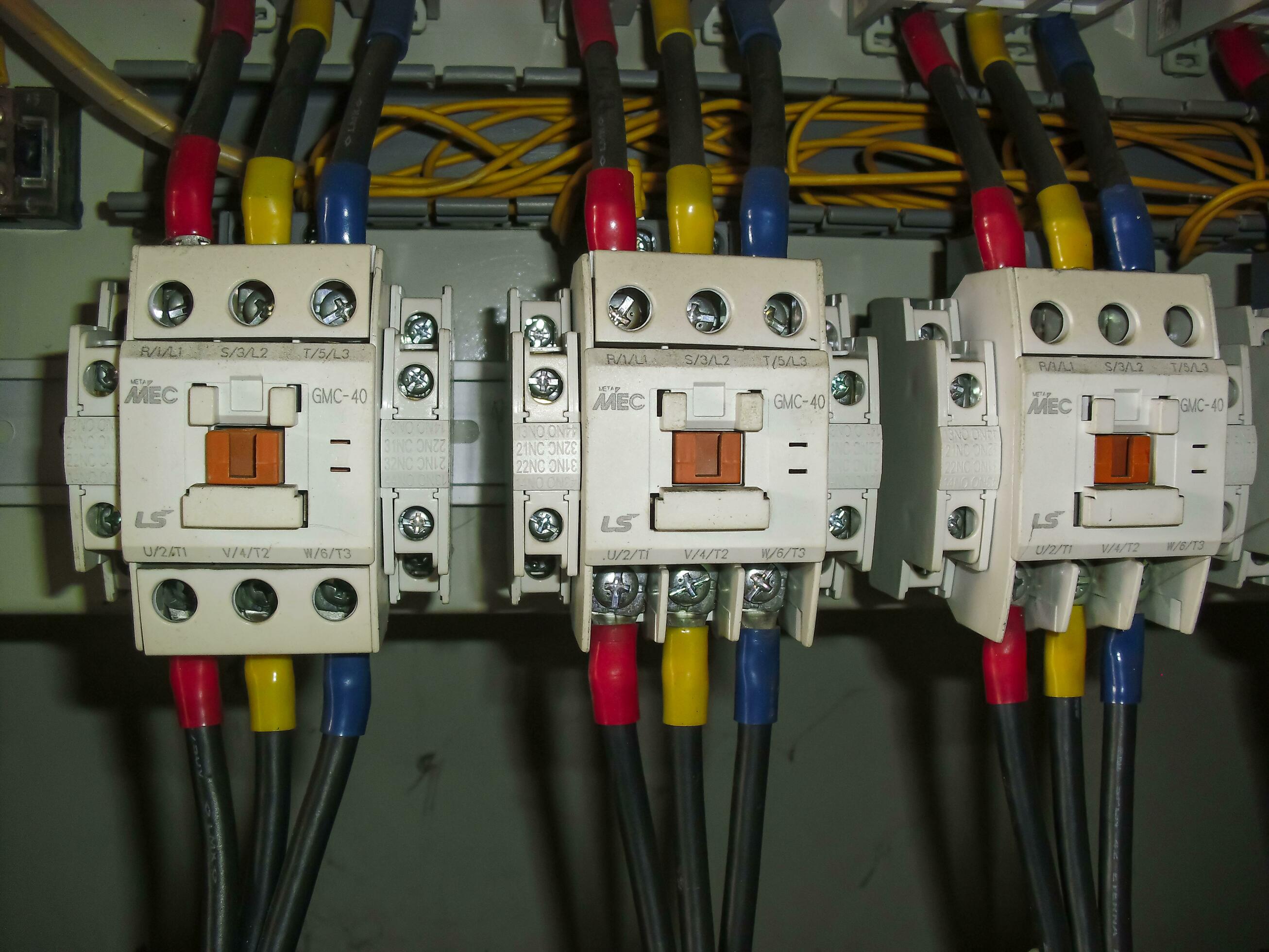 Voltage switchboard panel, electrical components at plant and factory