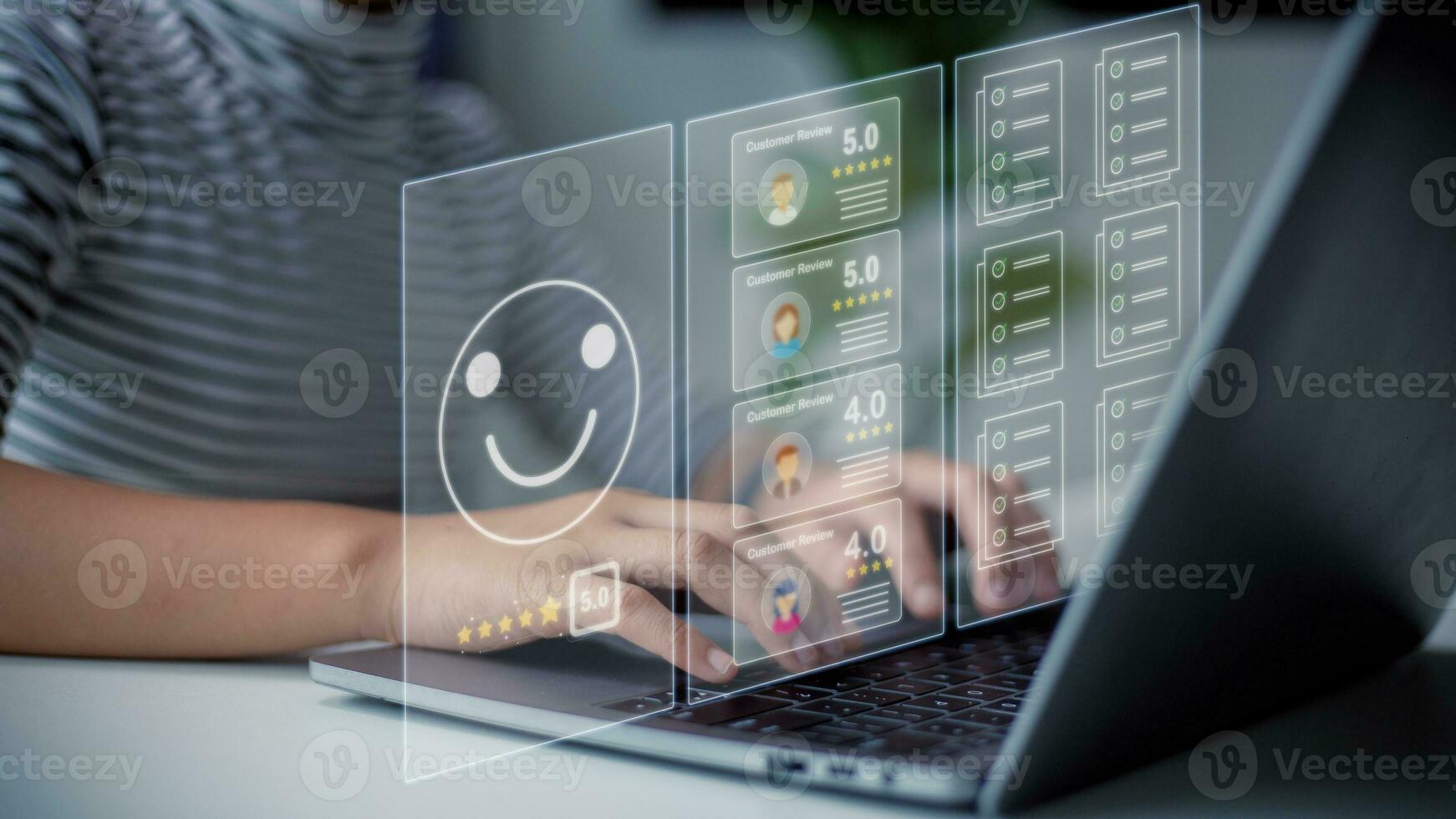 Customer Satisfaction Survey, smile face for satisfaction, service experience rating online application, customer evaluation product service quality, satisfaction feedback review, good quality most. photo