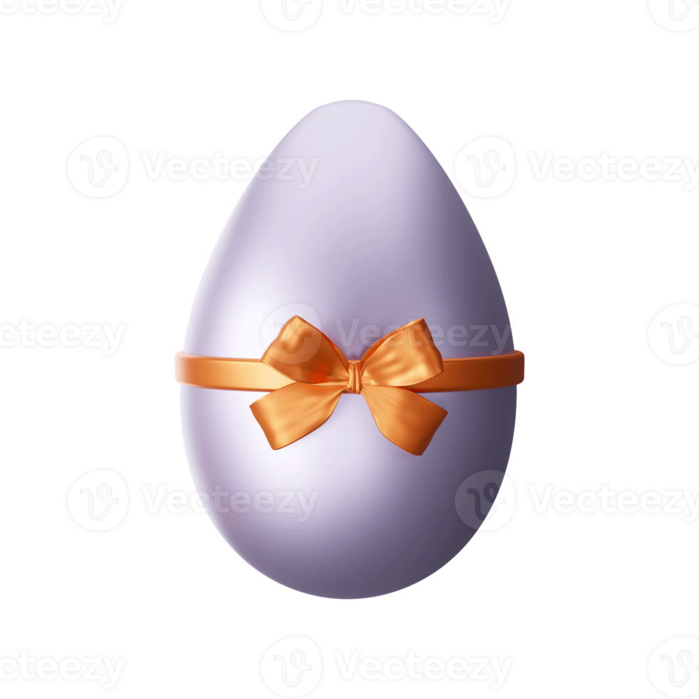 3D Rendering Of Easter Egg With Golden Ribbon Bow. png