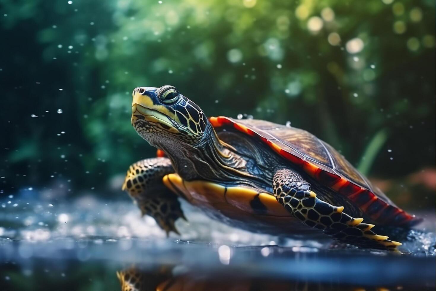 Baby Eastern Painted Turtle, AI Generative photo