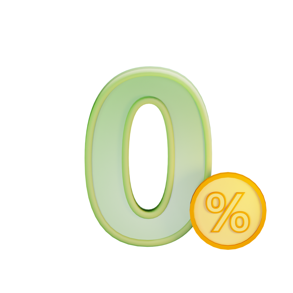 3d 0 discount percent text label illustration concept icon png