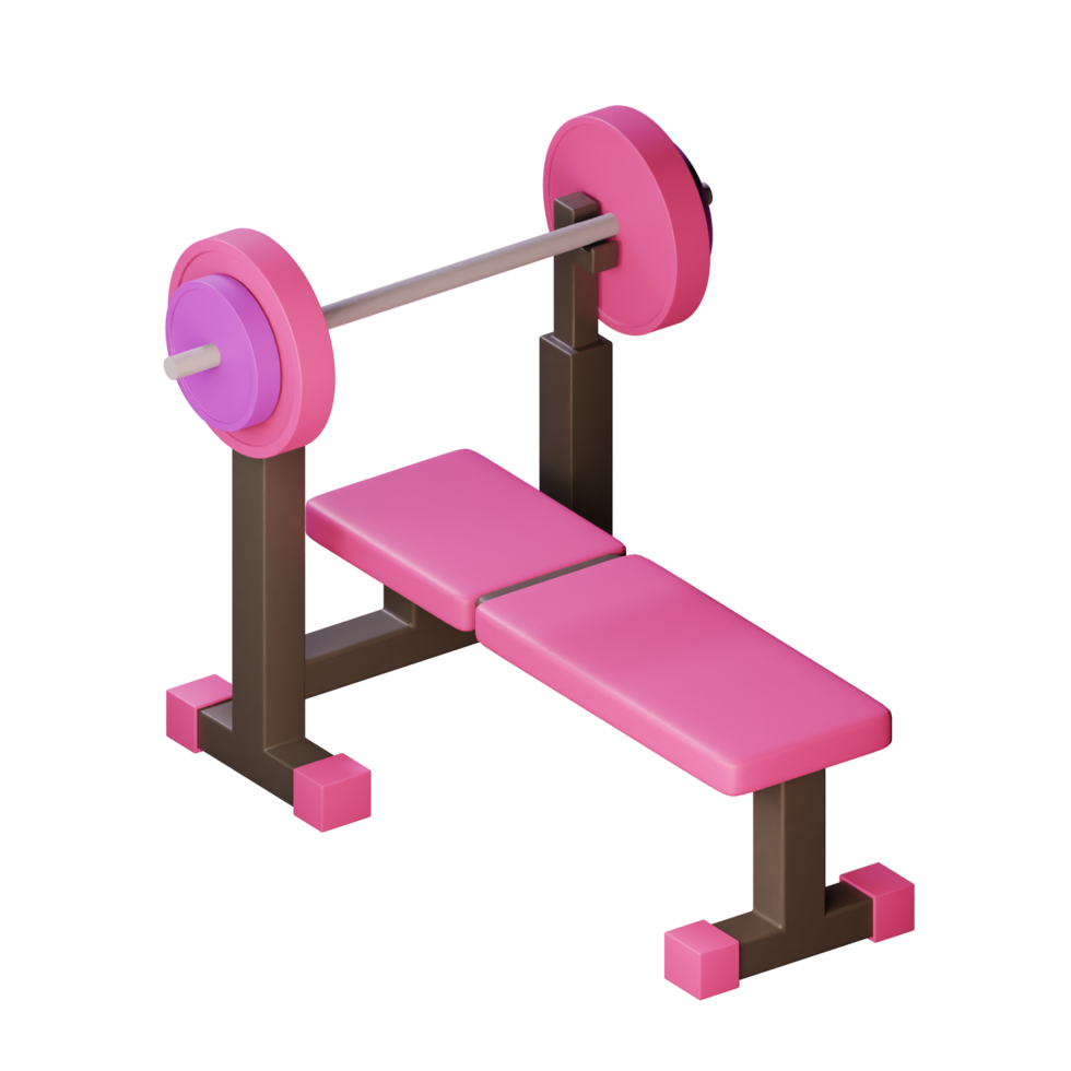 3d bench press gym and fitness illustration concept icon png