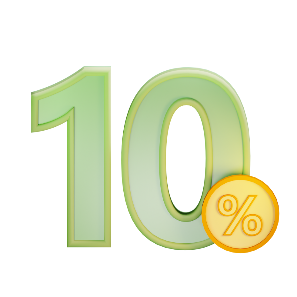 3d 10 discount percent text label illustration concept icon png