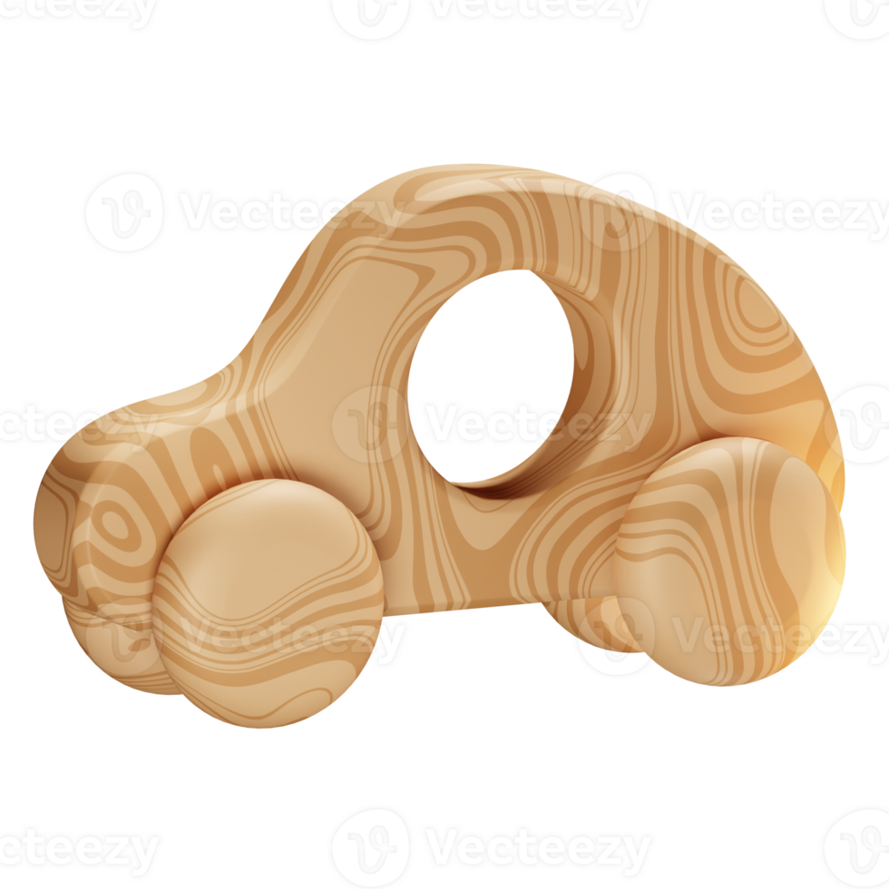 3d wood car baby stuff illustration concept icon png