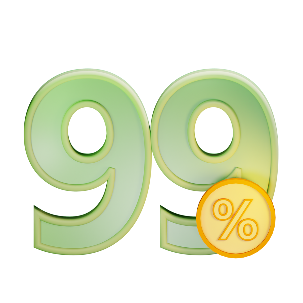 3d 99 discount percent text label illustration concept icon png