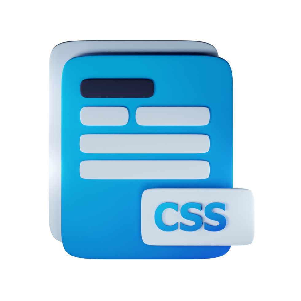 3d css file extension document illustration concept icon png