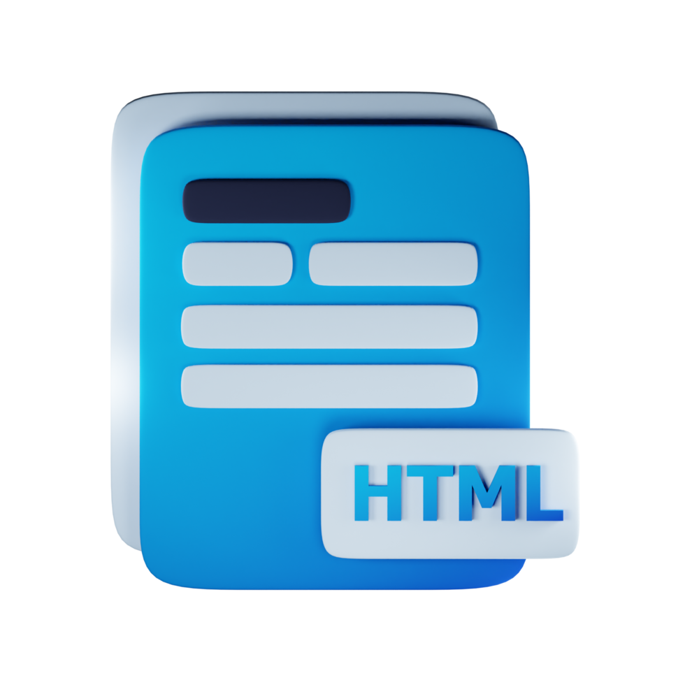 3d html file extension document illustration concept icon png